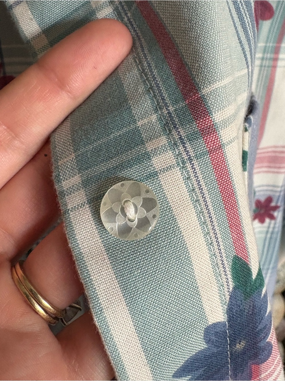 Alfred Dunner Pastel Plaid Floral Button-Up Shirt Women’s 18W Vintage - Picture 6 of 6